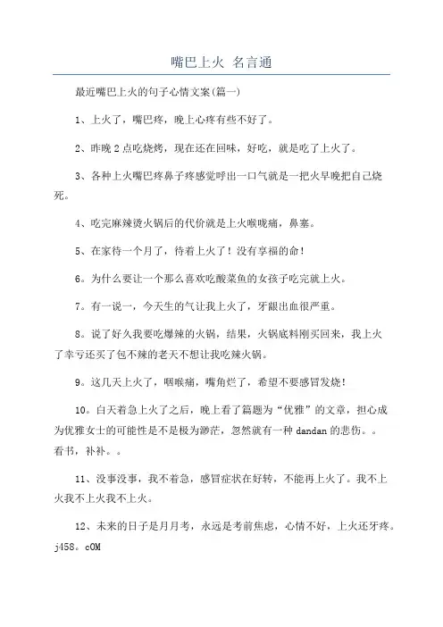 嘴巴上火 名言通