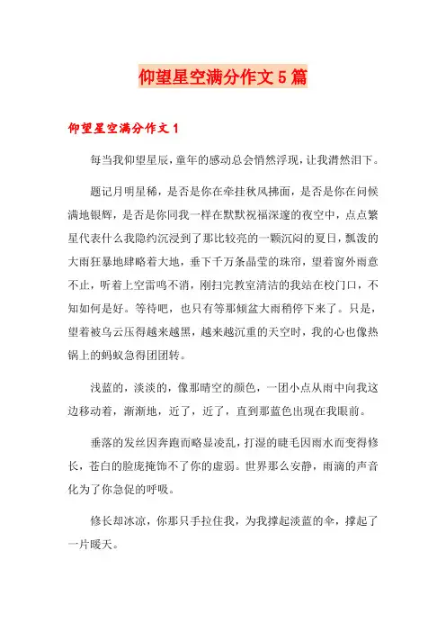 仰望星空满分作文5篇