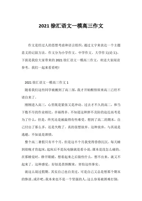 (高三作文)2021徐汇语文一模高三作文
