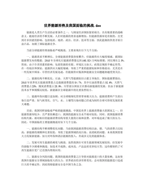 世界能源形势及我国面临的挑战.doc