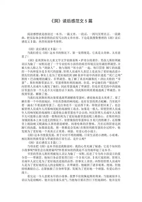 《洞》读后感范文5篇