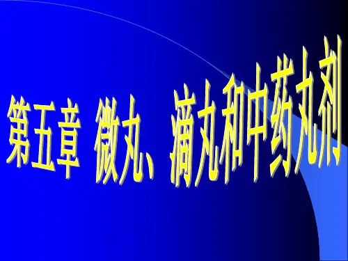 第五章 2,3-滴丸和中药丸剂