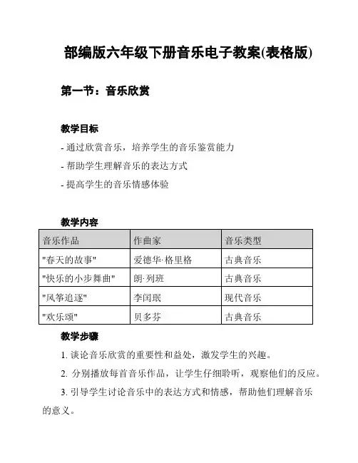 部编版六年级下册音乐电子教案(表格版)