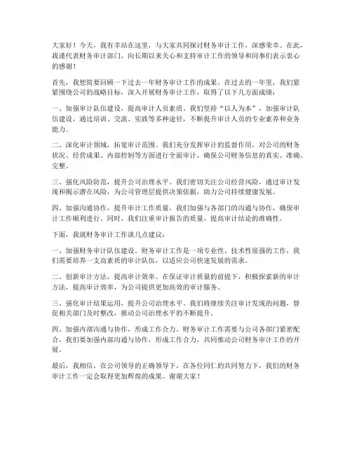 财务审计交流会发言稿范文