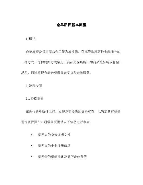 仓单质押基本流程