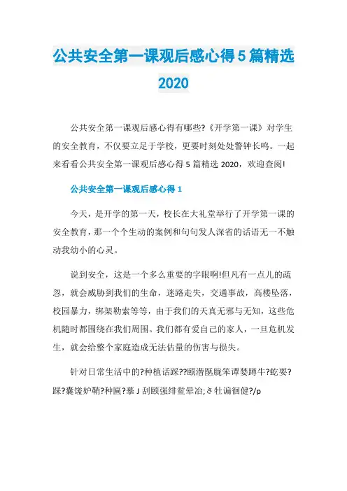 公共安全第一课观后感心得5篇精选2020