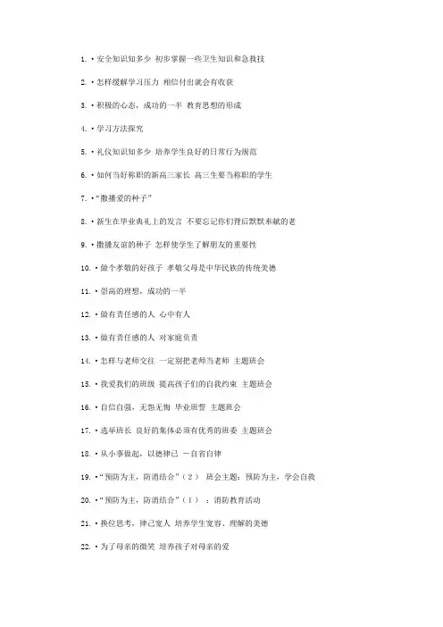 2020主题班会题目600个.doc