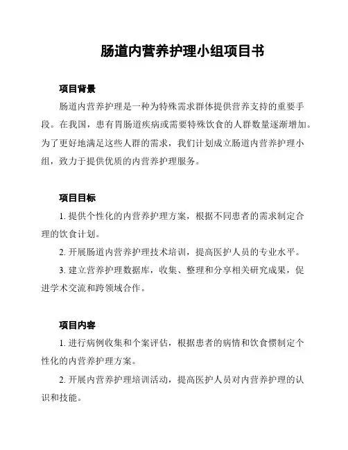 肠道内营养护理小组项目书