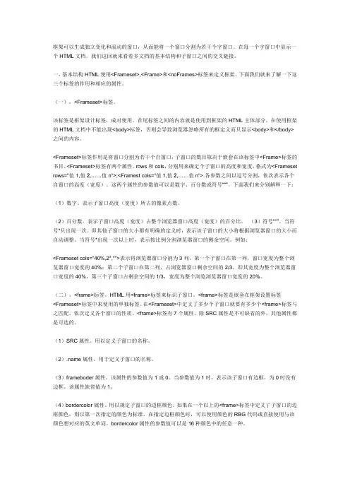 HTML框架代码全集