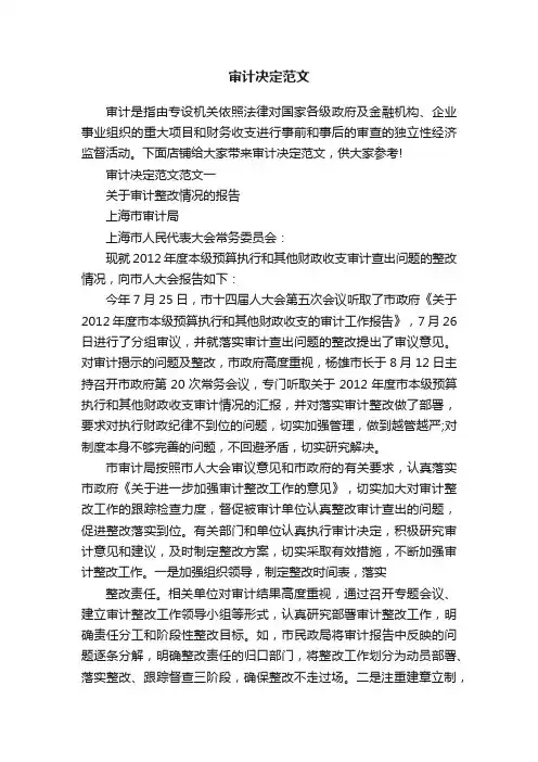 审计决定范文
