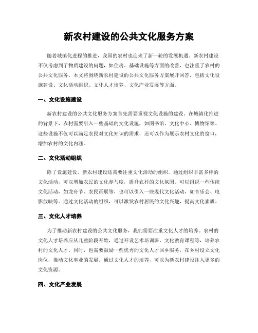 新农村建设的公共文化服务方案
