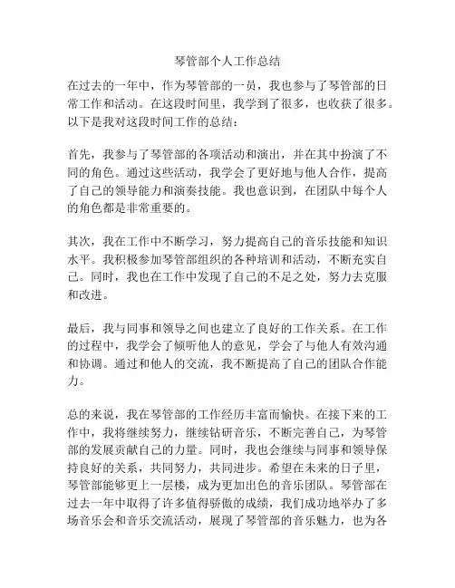 琴管部个人工作总结