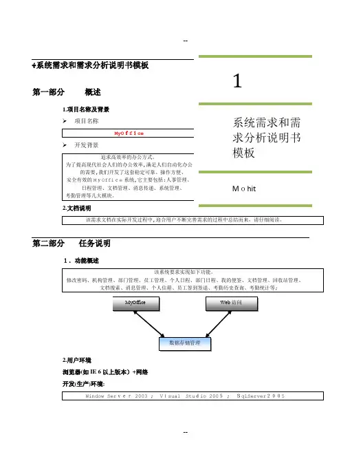 系统软件需求和需求分析说明书模板(用例图+界面+文档)