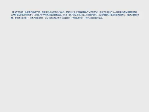 管理信息系统MIS的开发策略和开发方法