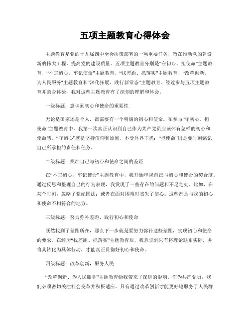 五项主题教育心得体会