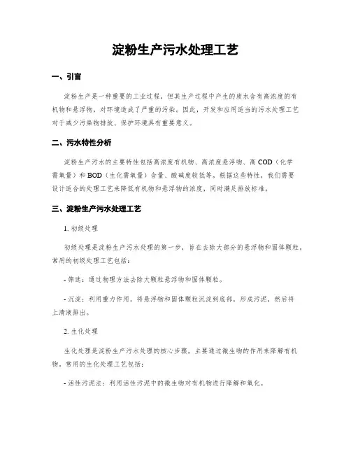淀粉生产污水处理工艺