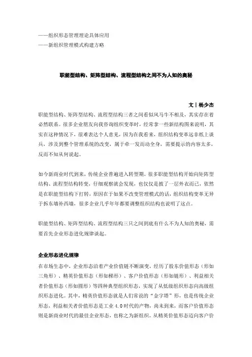 杨少杰：职能型结构、矩阵型结构、流程型结构之间不为人知的奥秘