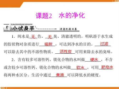 人教版九年级化学上册第四单元 课题2 水的净化-课件
