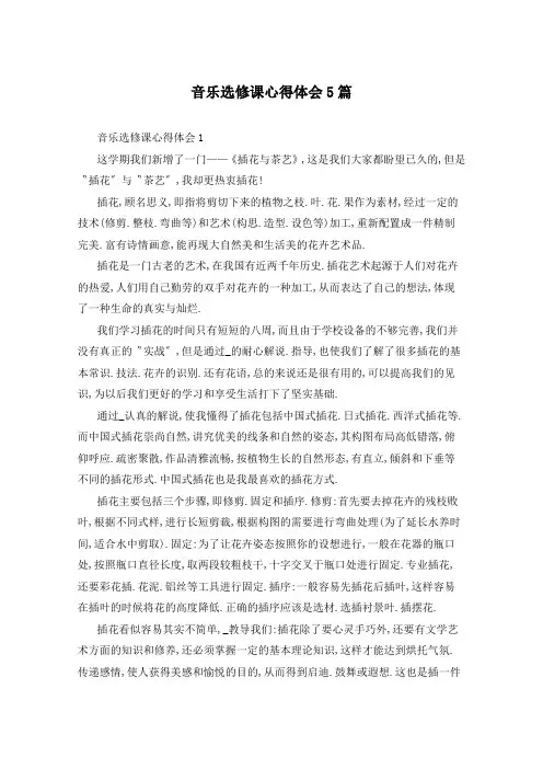 音乐选修课心得体会5篇