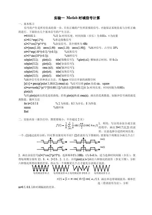 信号与系统实验报告 哈工大威海
