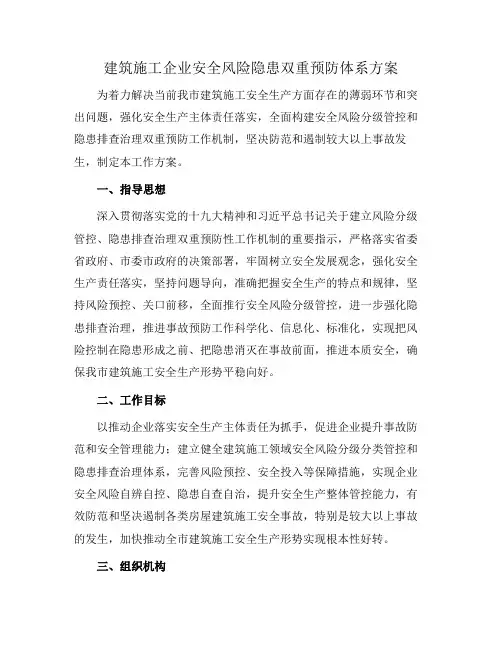 建筑施工企业安全风险隐患双重预防体系方案