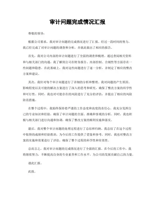 审计问题完成情况汇报