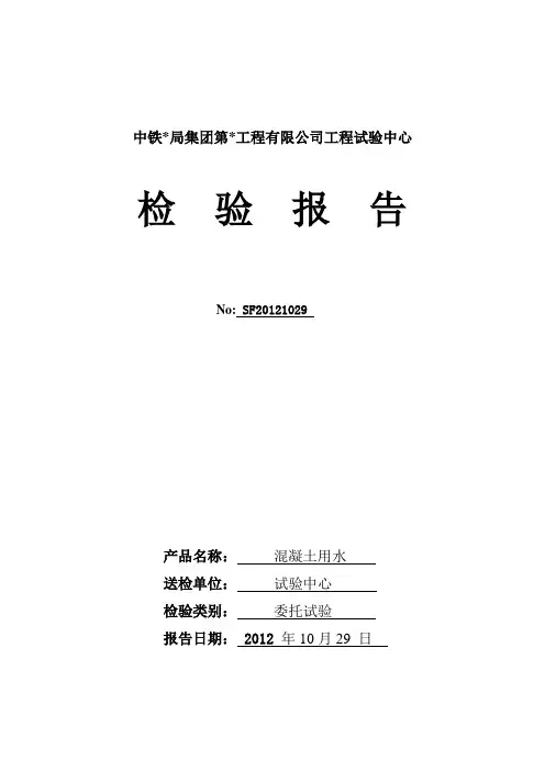 水质分析试验报告 记录