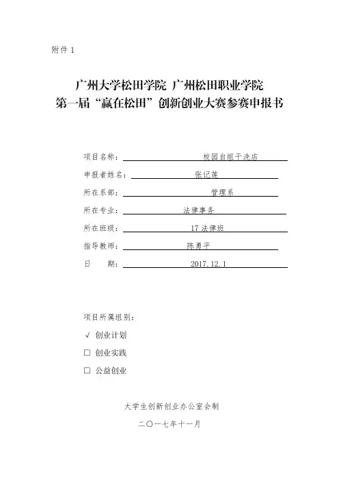 创新创业大赛参赛申报书