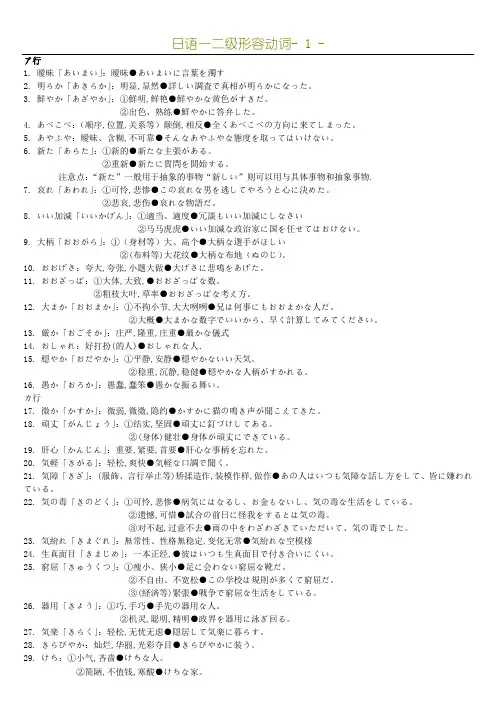日语一二级形容动词