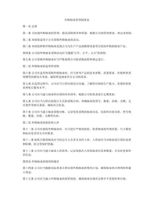 外购轴承管理制度表