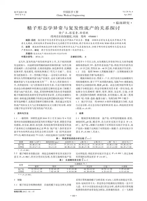 精子形态学异常与复发性流产的关系探讨