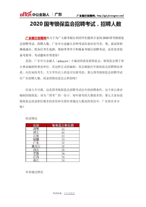 2020国考银保监会招聘考试,招聘人数