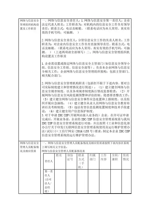 网络与信息安全管理组织机构设置及工作职责