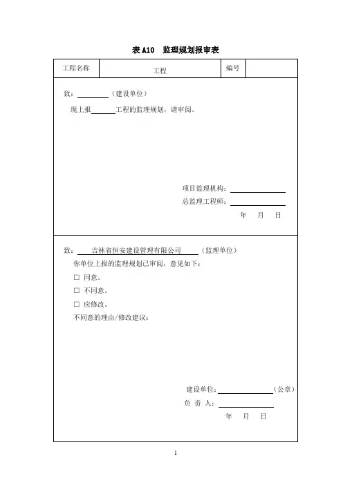 市政——监理规划模板