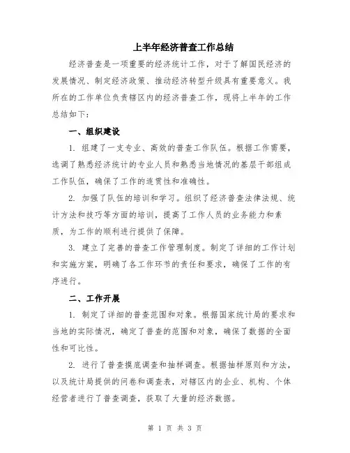上半年经济普查工作总结