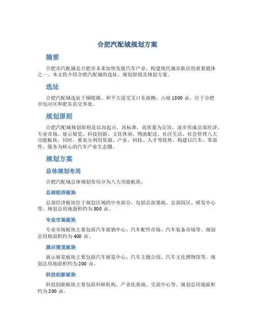 合肥汽配城规划方案