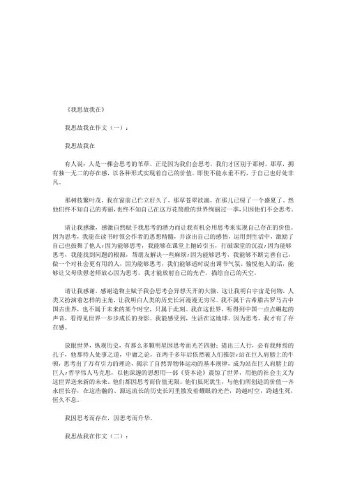 我思故我在(作文16篇)(优秀版)