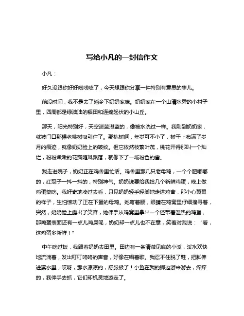 写给小凡的一封信作文