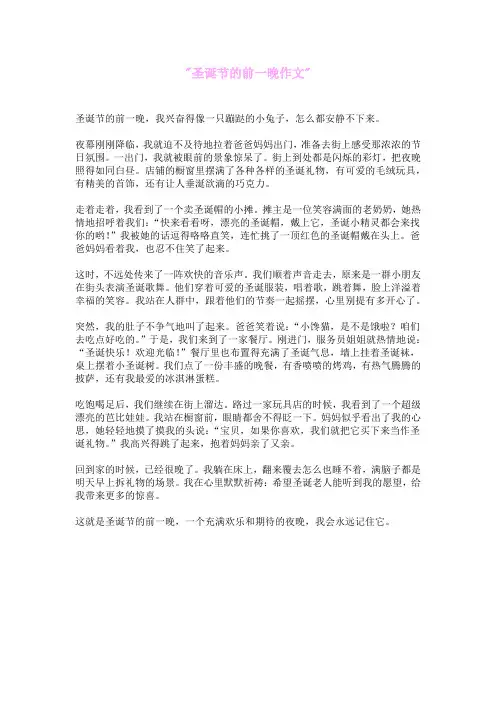 圣诞节的前一晚作文