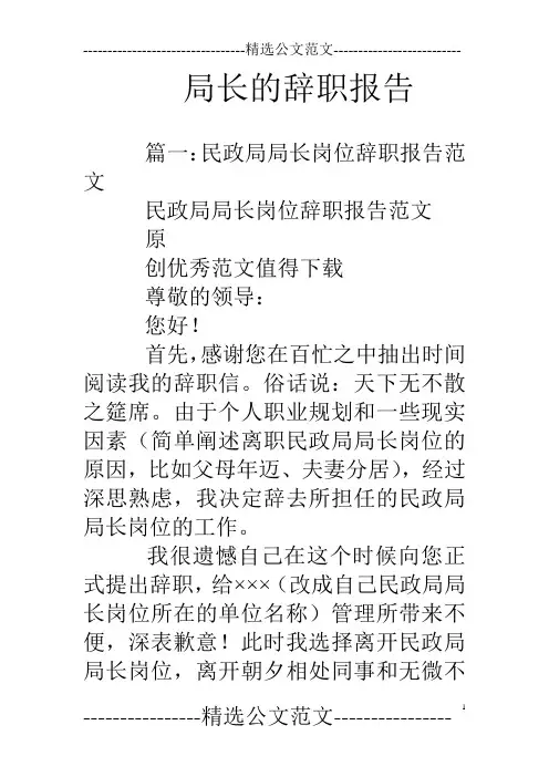 局长的辞职报告