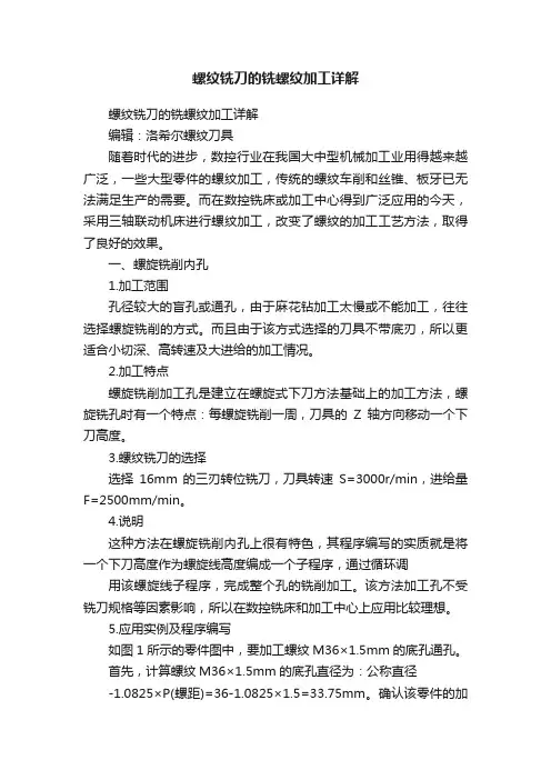 螺纹铣刀的铣螺纹加工详解