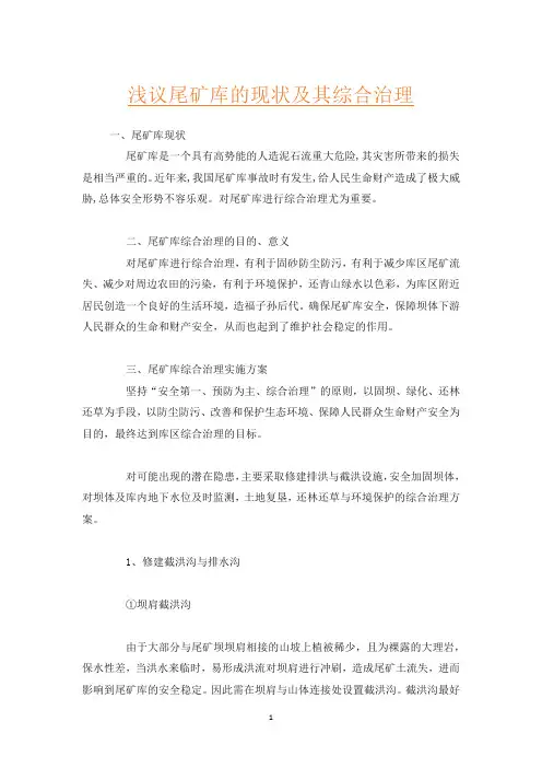 浅议尾矿库的现状及其综合治理