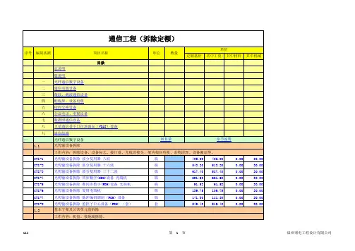 定额06--通信工程(拆除定额)