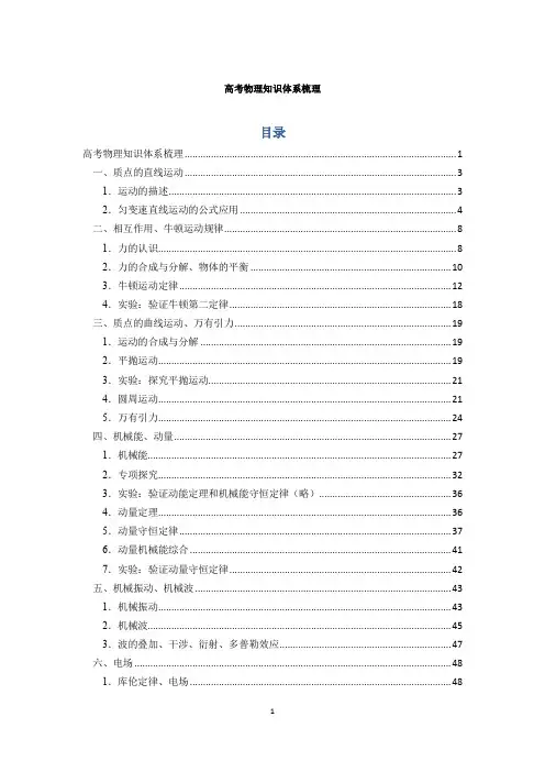 高考物理知识体系梳理—细致版