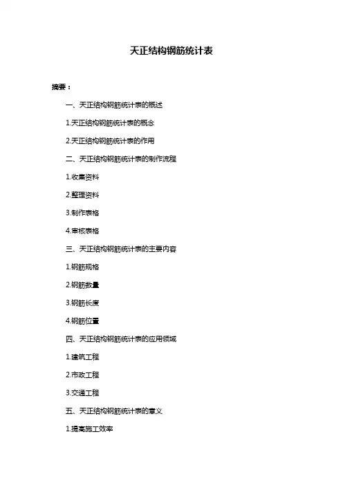 天正结构钢筋统计表