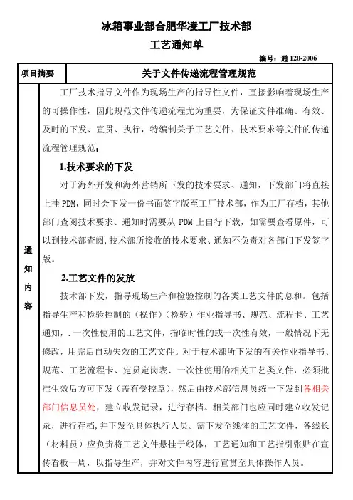 关于文件传递流程管理规范