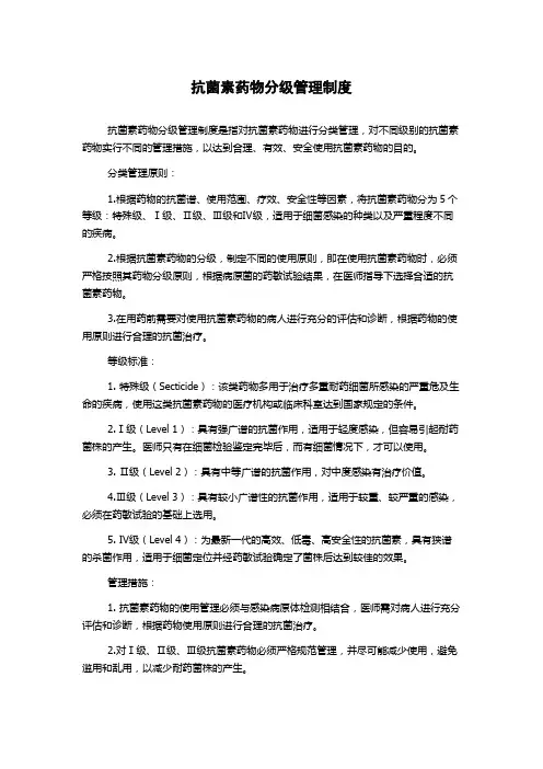 抗菌素药物分级管理制度