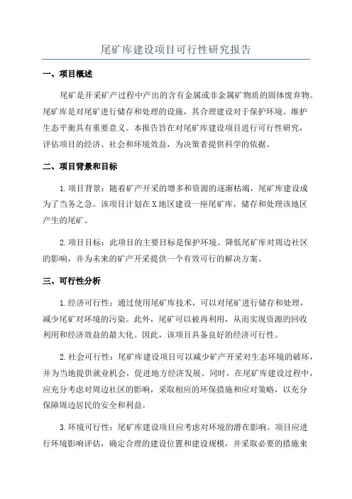 尾矿库建设项目可行性研究报告