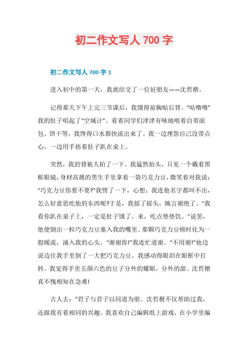 初二作文写人700字
