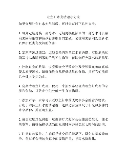 让鱼缸水变清澈小方法